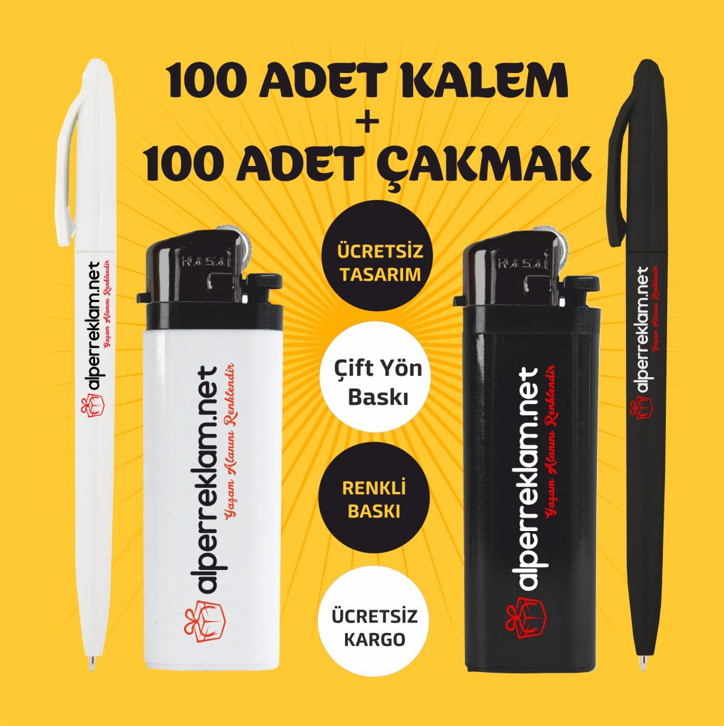 Promosyonn 100 Çakmak ve 100 Kalem Seti
