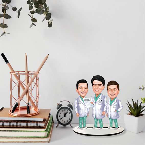 Erkek Doktor Arkadaşlar Karikatürlü Biblo 2