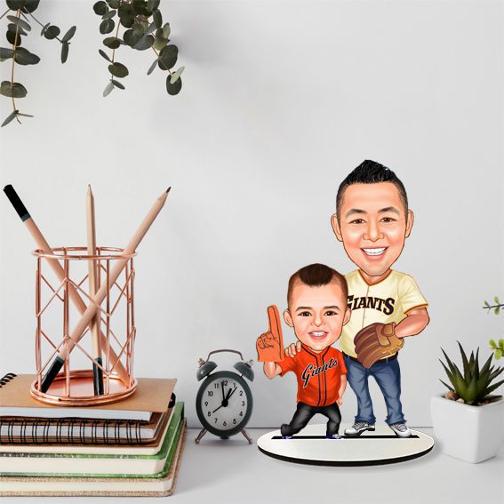 Beyzbolcu Baba Oğul Karikatür Biblo 6