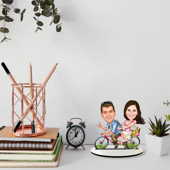 Bisiklet Binen Çift Karikatür Biblo 42