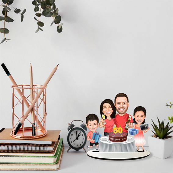 Doğum Günü Kutlayan Aile Karikatürlü Biblo 64