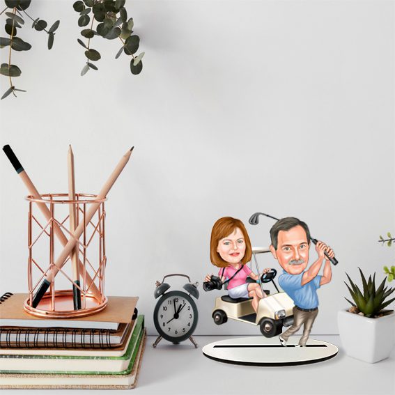 Golfçü Sevgililer Karikatürlü Biblo 3