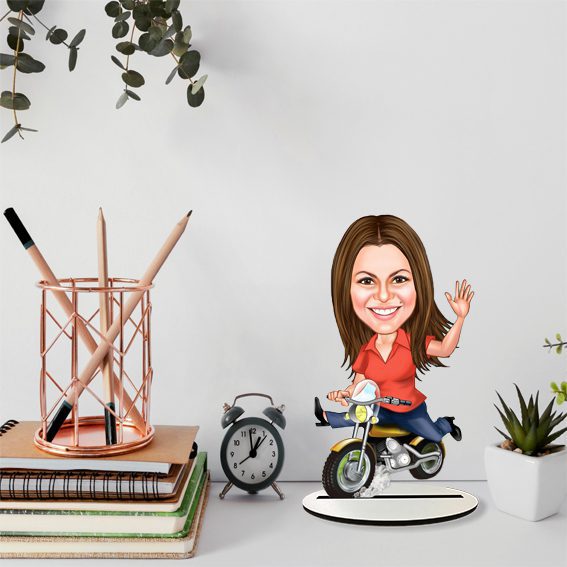 Motorcu Kız Karikatür Biblo 2