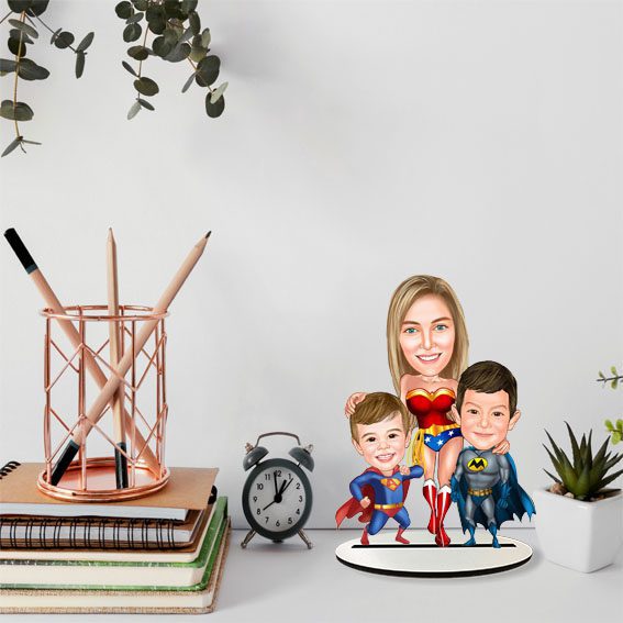 Süpermen Anne Ve Onsulları Karikatürlü Biblo 34