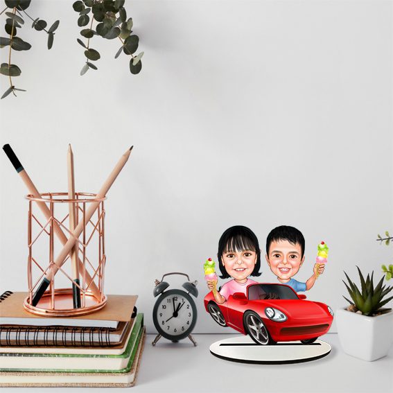 Erkek ve Kız Kardeş Karikatür Biblo 3