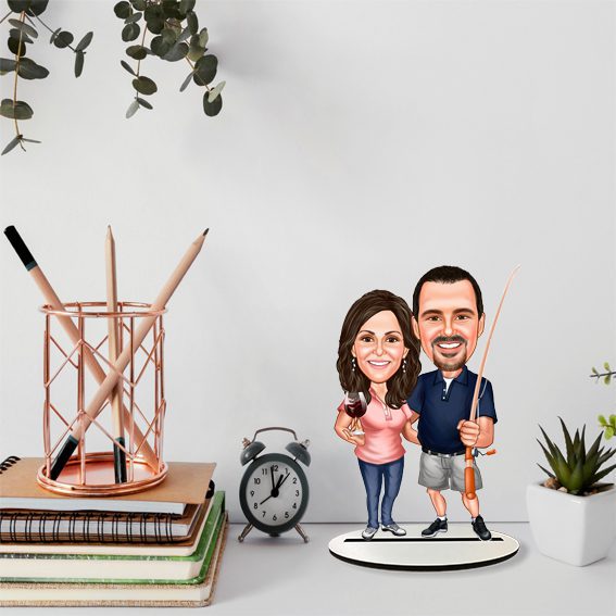 Balıkçı Çift Karikatürlü Biblo 3