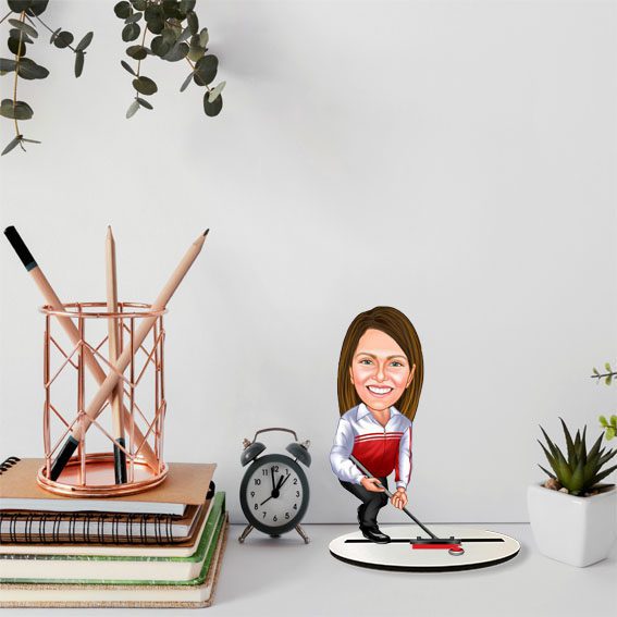 Kız Hokeyci Karikatür Biblo 1