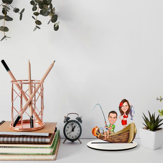 Balıkçı Çift Karikatür Biblo 1