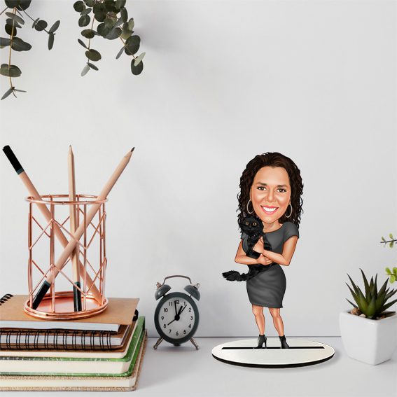 Kız ve Kedi Karikatür Biblo 1