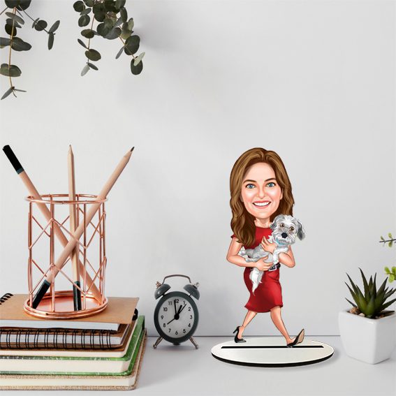 Köpek ve Kadın Karikatürlü Biblo 2