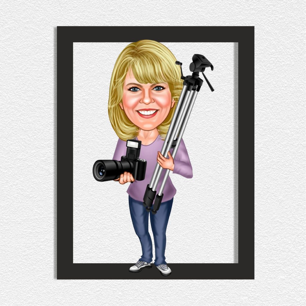 Alternative view of Fotoğrafçı Kız Karikatürlü Ahşap Tablo