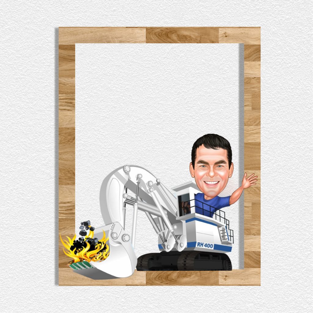 Kepçe Operatörü Erkek Karikatürlü Ahşap Tablo