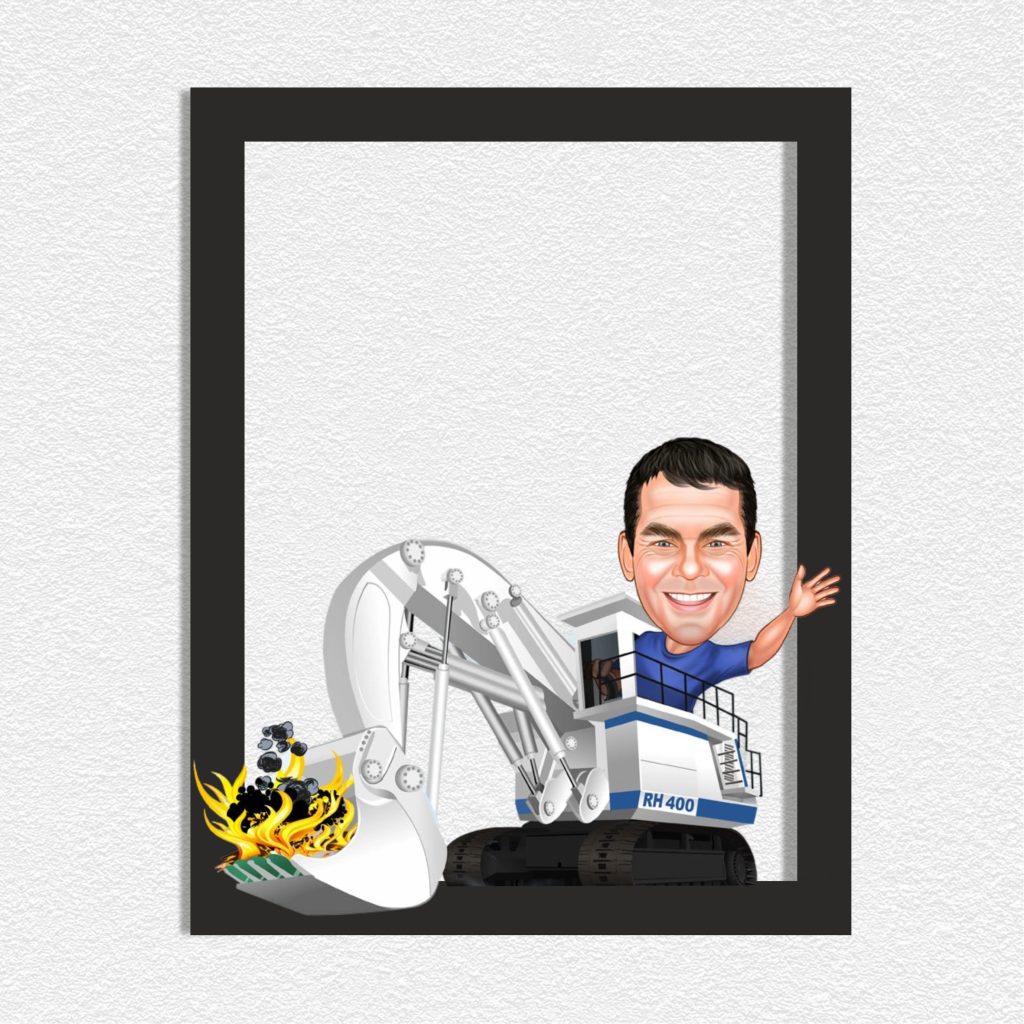 Alternative view of Kepçe Operatörü Erkek Karikatürlü Ahşap Tablo