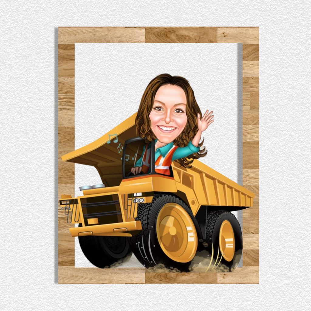 Kepçeci Kız Karikatürlü Ahşap Tablo