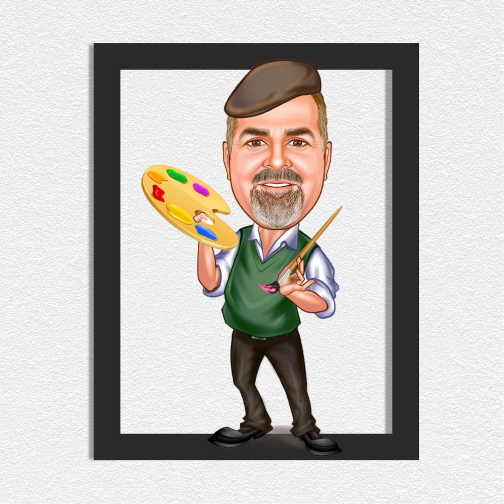 Alternative view of Ressam Erkek Karikatürlü Ahşap Tablo