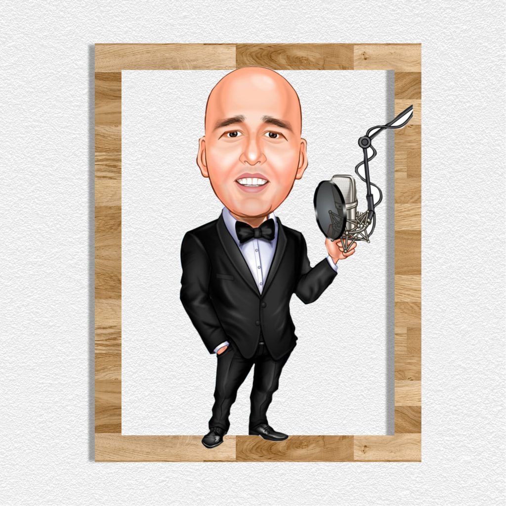 Şarkıcı Erkek 1 Karikatürlü Ahşap Tablo