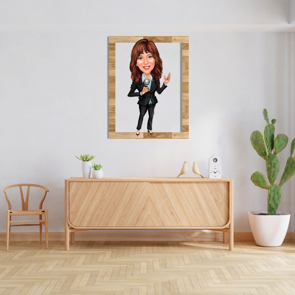 Sunucu Kız 1 Karikatürlü Ahşap Tablo - Görsel 4