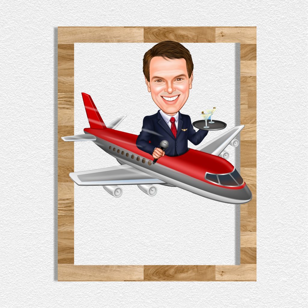 Erkek Host Karikatürlü Ahşap Tablo