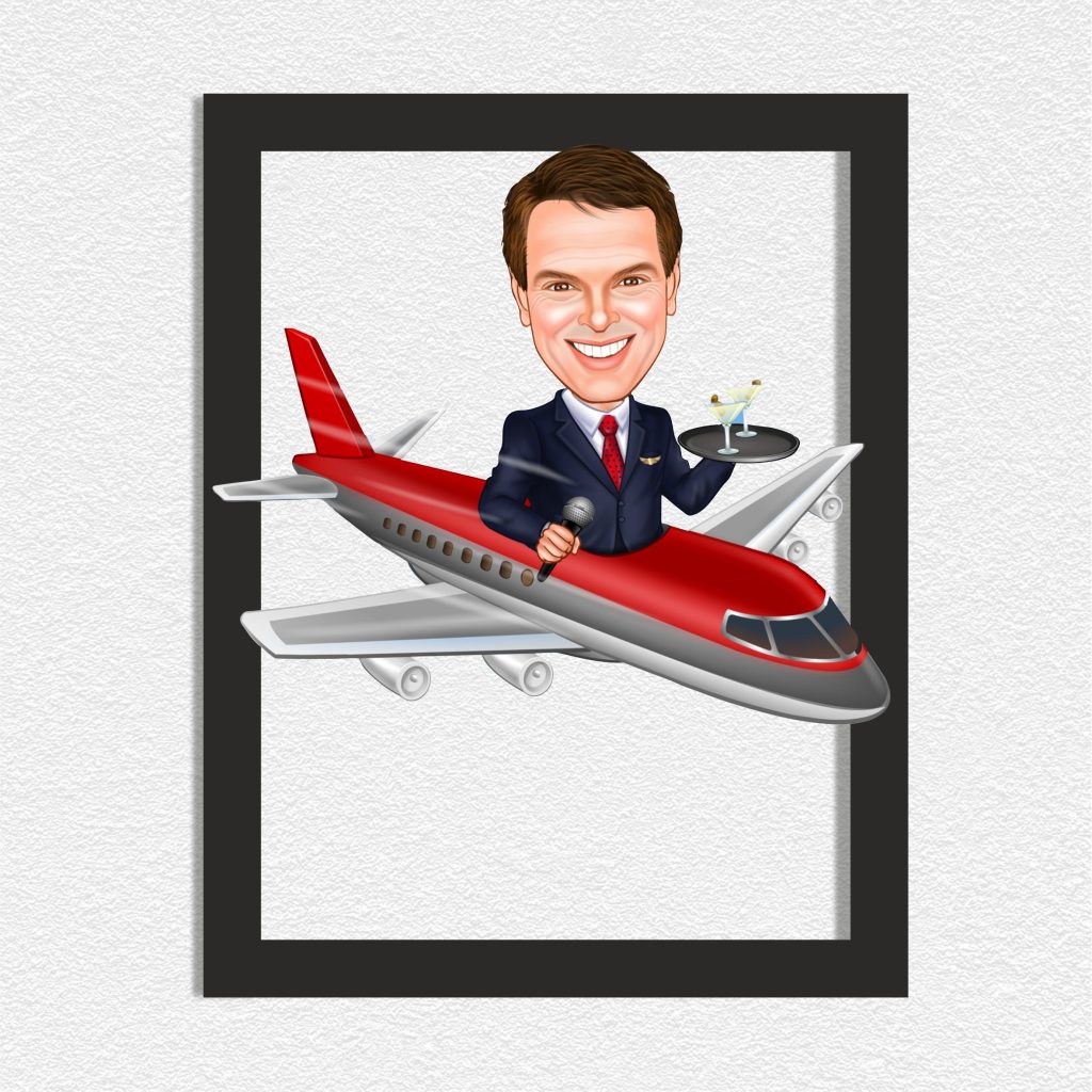 Alternative view of Erkek Host Karikatürlü Ahşap Tablo