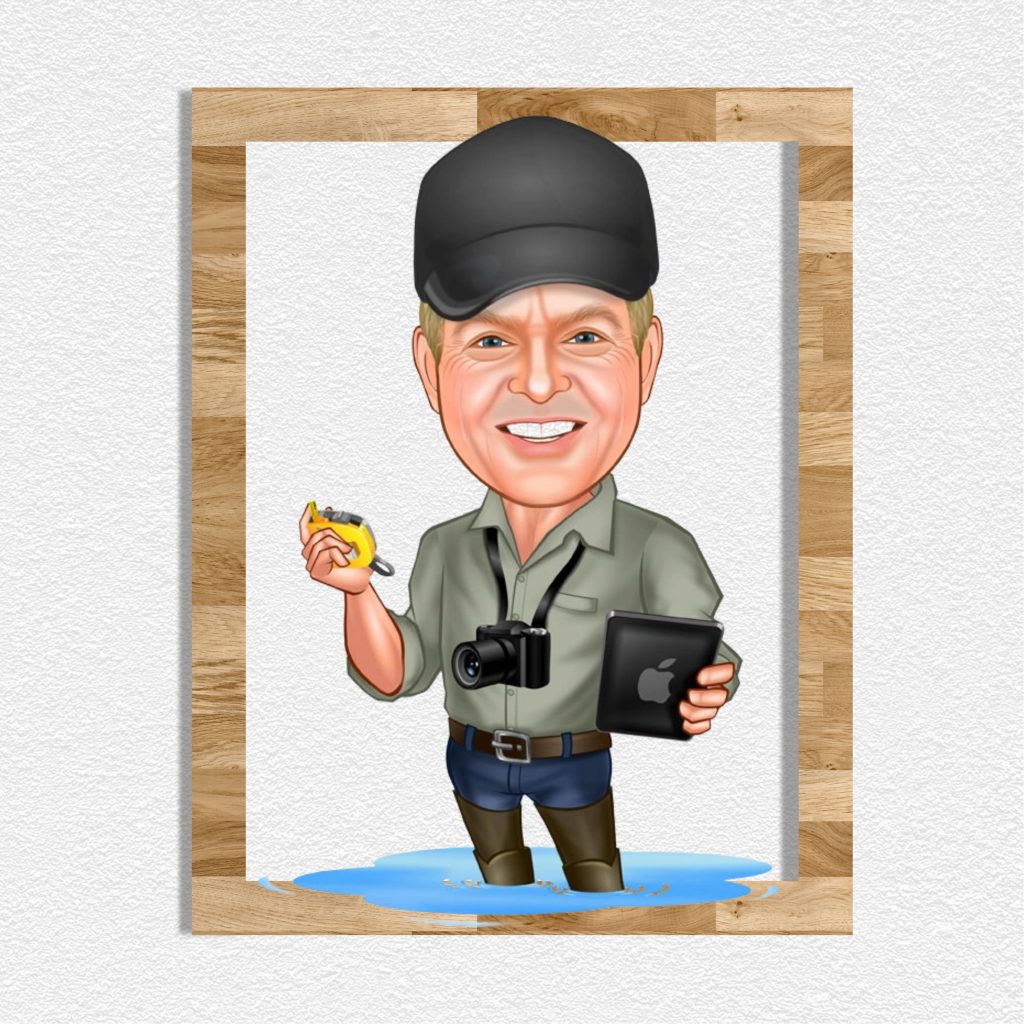 Fotoğrafçı Erkek 2 Karikatürlü Ahşap Tablo