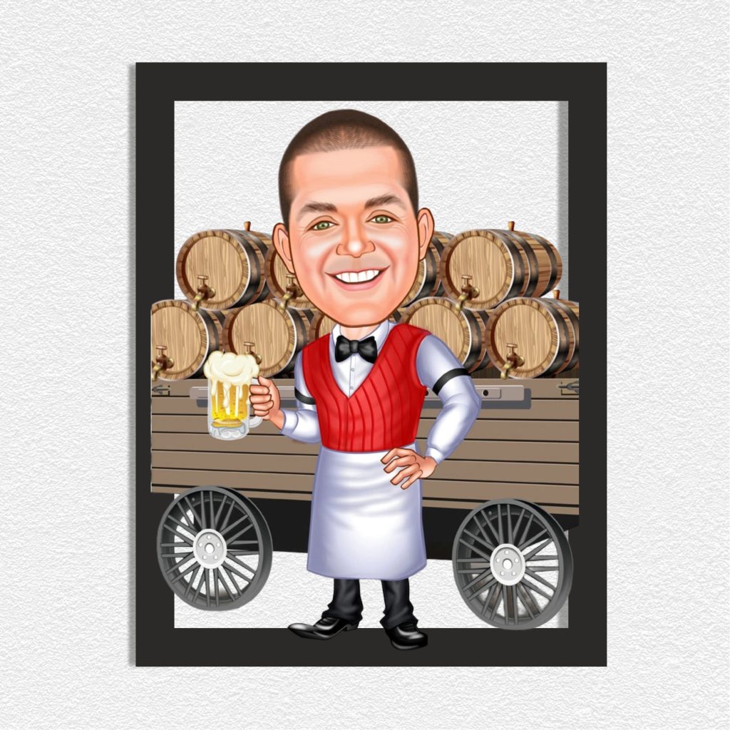 Alternative view of Garson Erkek Karikatürlü Ahşap Tablo