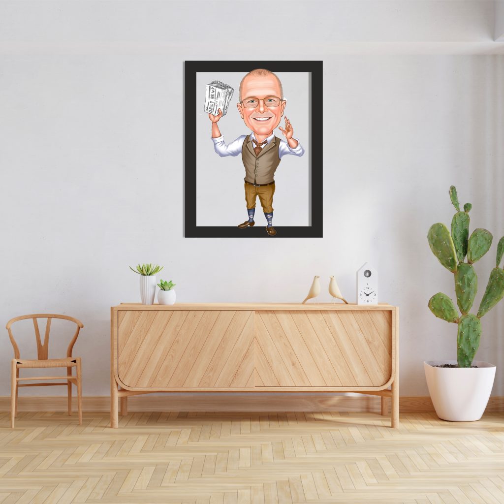 Alternative view of Gazeteci Erkek Karikatürlü Ahşap Tablo