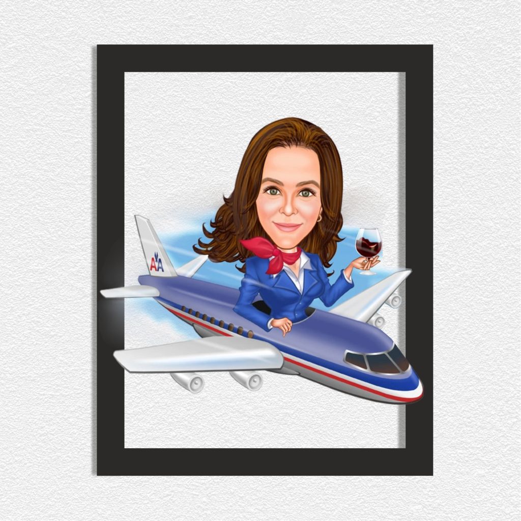 Alternative view of Hostes Kız Karikatürlü Ahşap Tablo