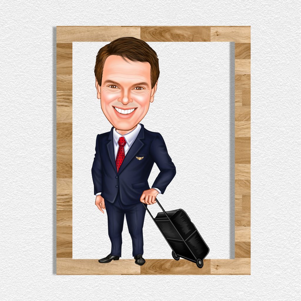 Kabin Memuru Erkek Karikatürlü Ahşap Tablo