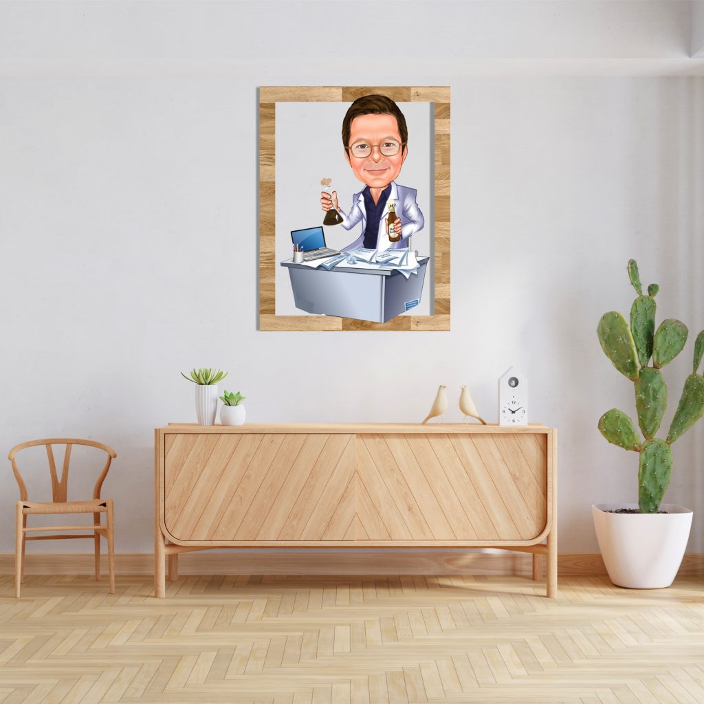 Kimya Öğretmeni Erkek Karikatürlü Ahşap Tablo 6 - Görsel 4