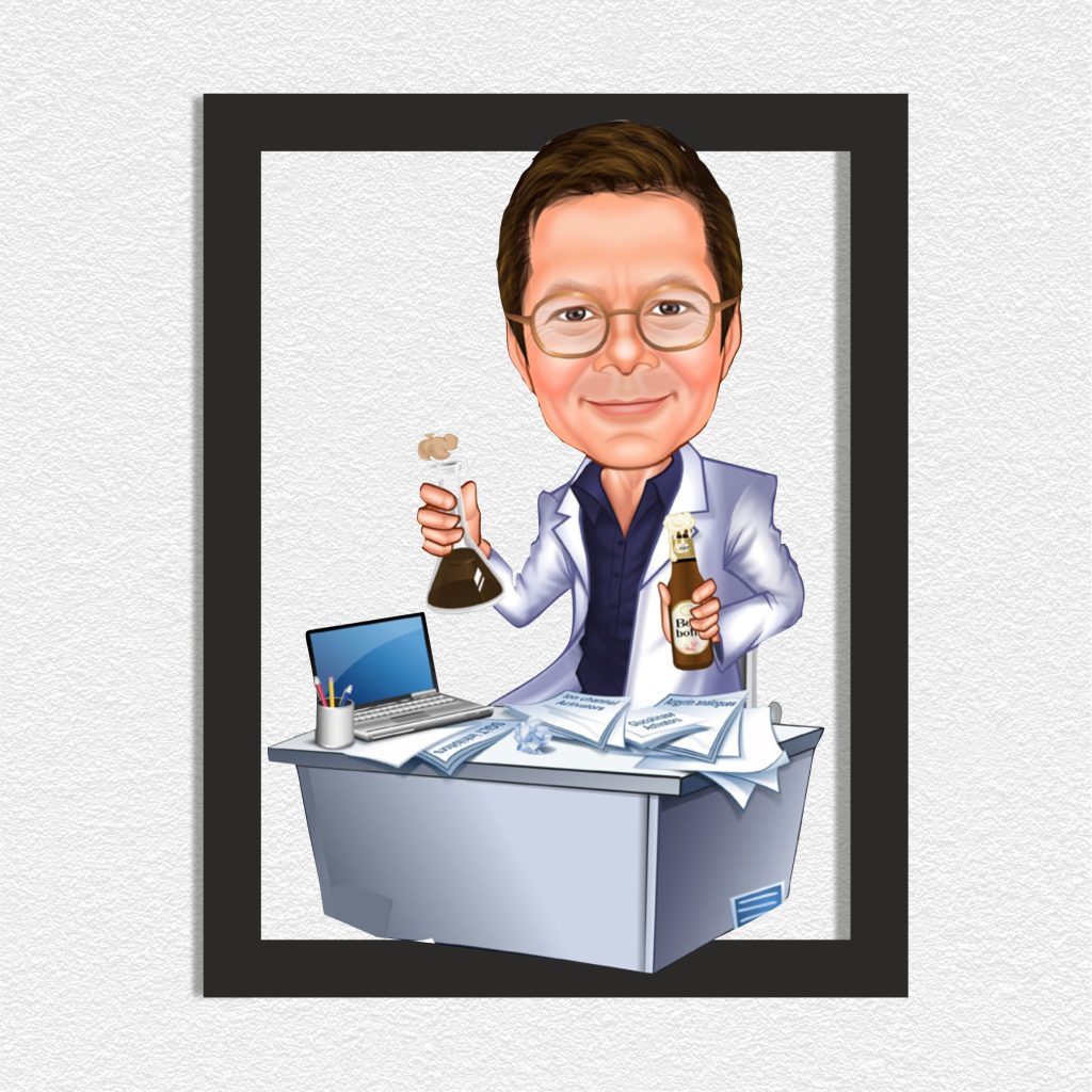 Kimya Öğretmeni Erkek Karikatürlü Ahşap Tablo 6 - Görsel 2