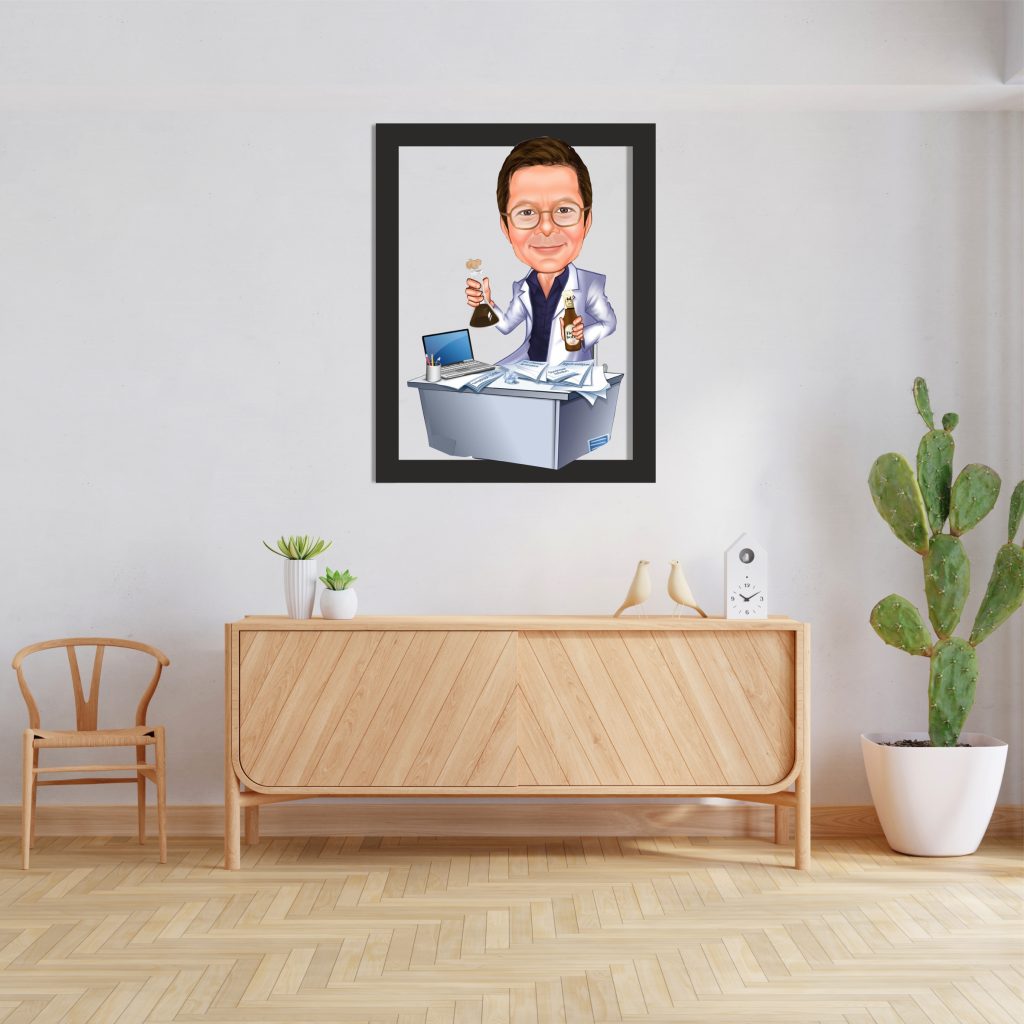 Kimya Öğretmeni Erkek Karikatürlü Ahşap Tablo 6 - Görsel 3