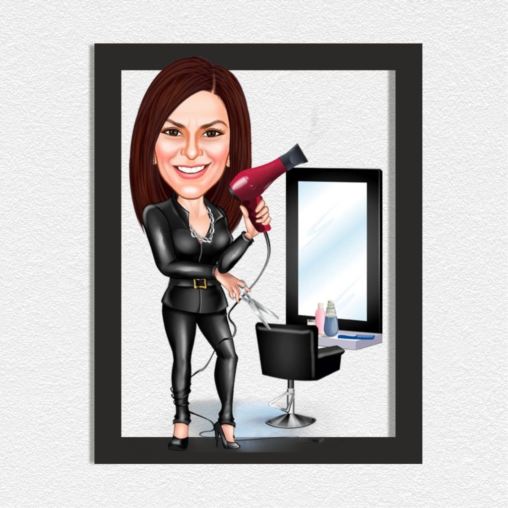 Alternative view of Kuaför Kız 1 Karikatürlü Ahşap Tablo