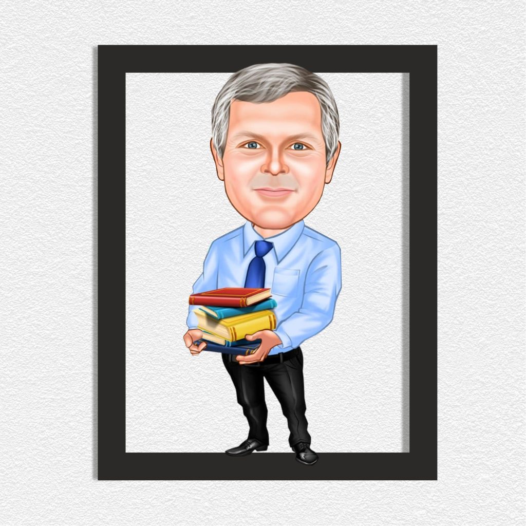 Alternative view of Kütüphaneci Erkek Karikatürlü Ahşap Tablo