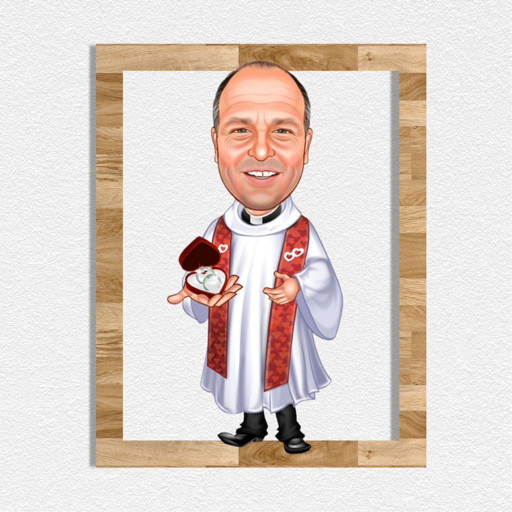 Nikah Memuru Erkek Karikatürlü Ahşap Tablo