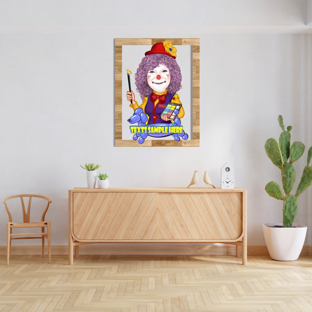 Palyaço Kız 1 Karikatürlü Ahşap Tablo - Görsel 4