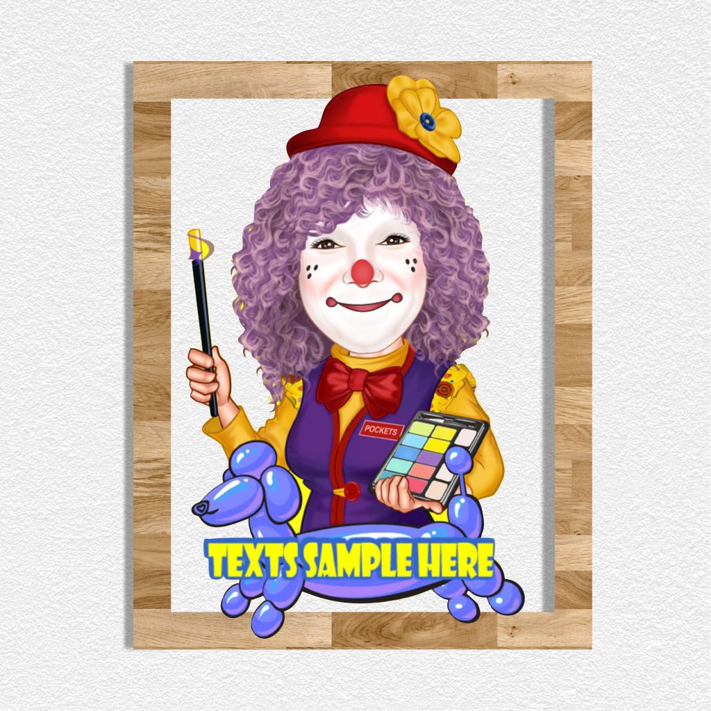 Palyaço Kız 1 Karikatürlü Ahşap Tablo