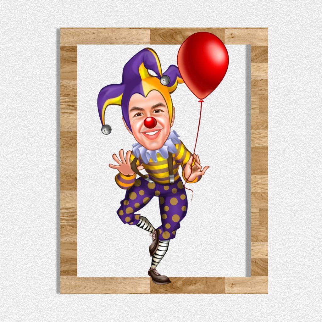Palyaço Erkek 1 Karikatürlü Ahşap Tablo