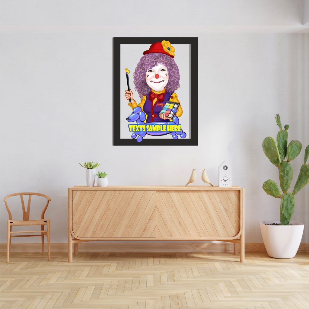 Palyaço Kız 1 Karikatürlü Ahşap Tablo - Görsel 3