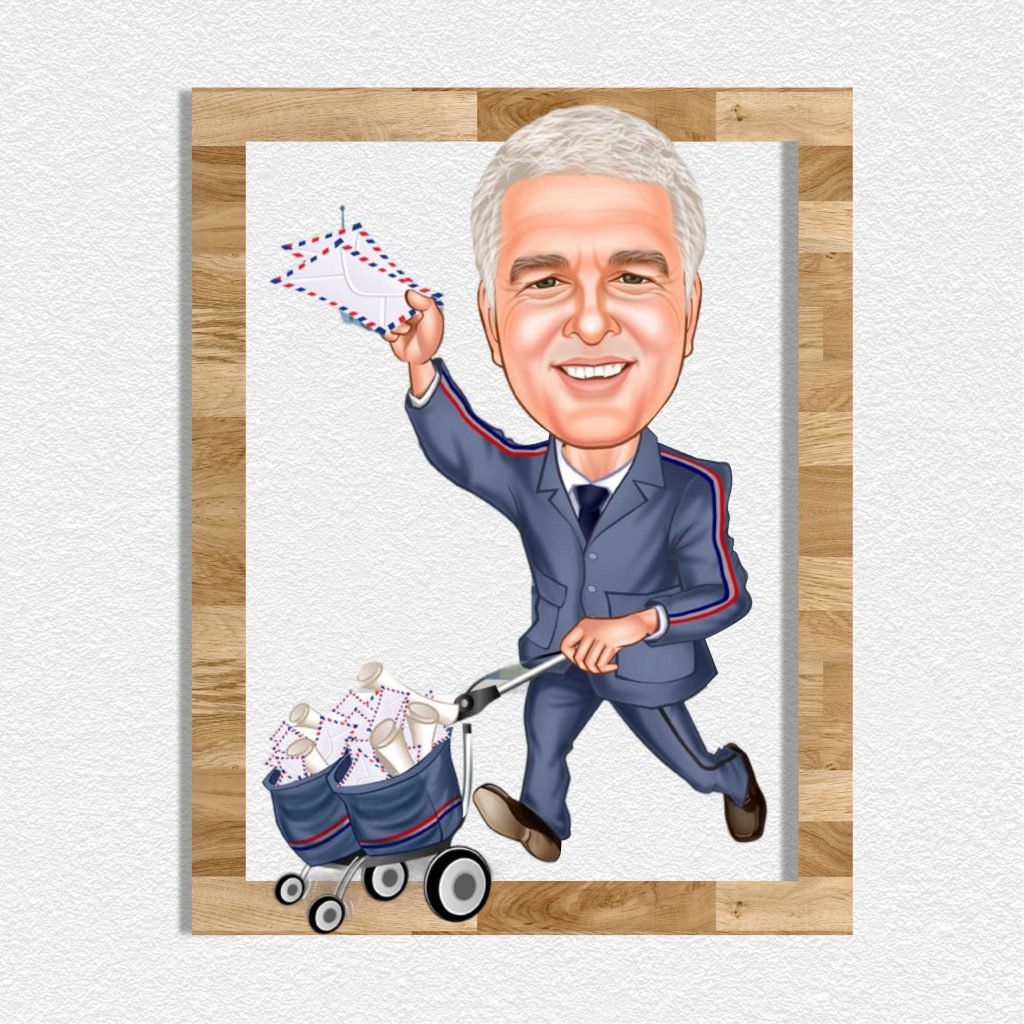 Postacı Erkek 1 Karikatürlü Ahşap Tablo