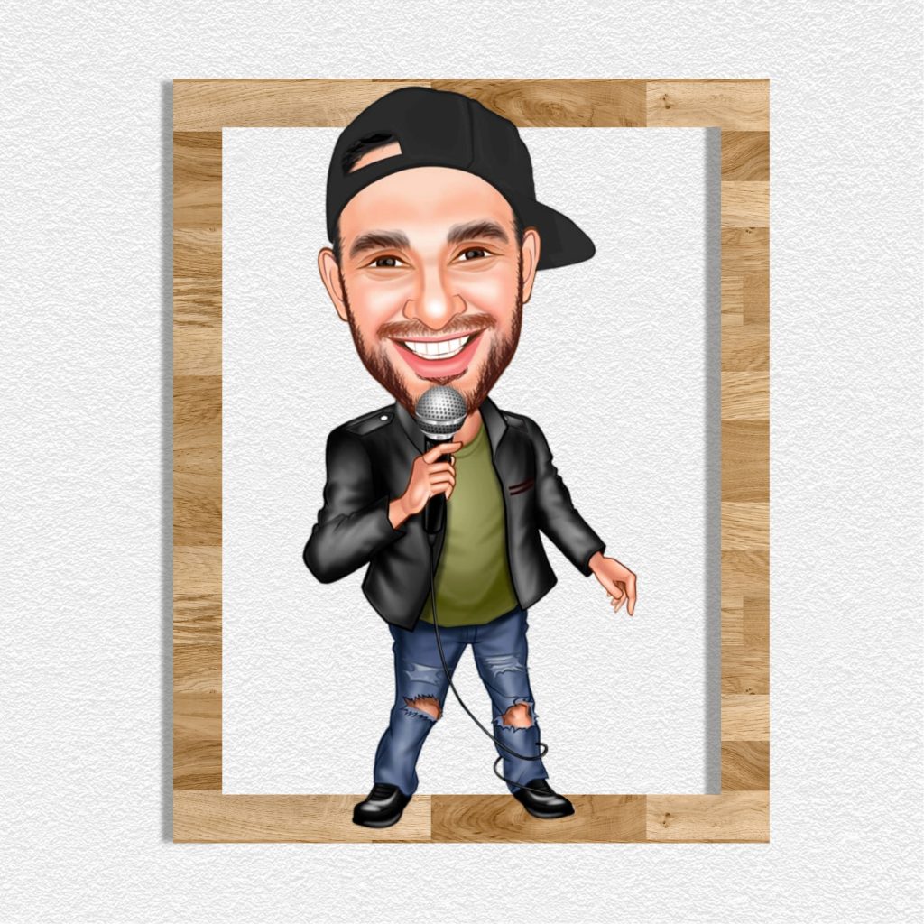 Şarkıcı Erkek 2 Karikatürlü Ahşap Tablo