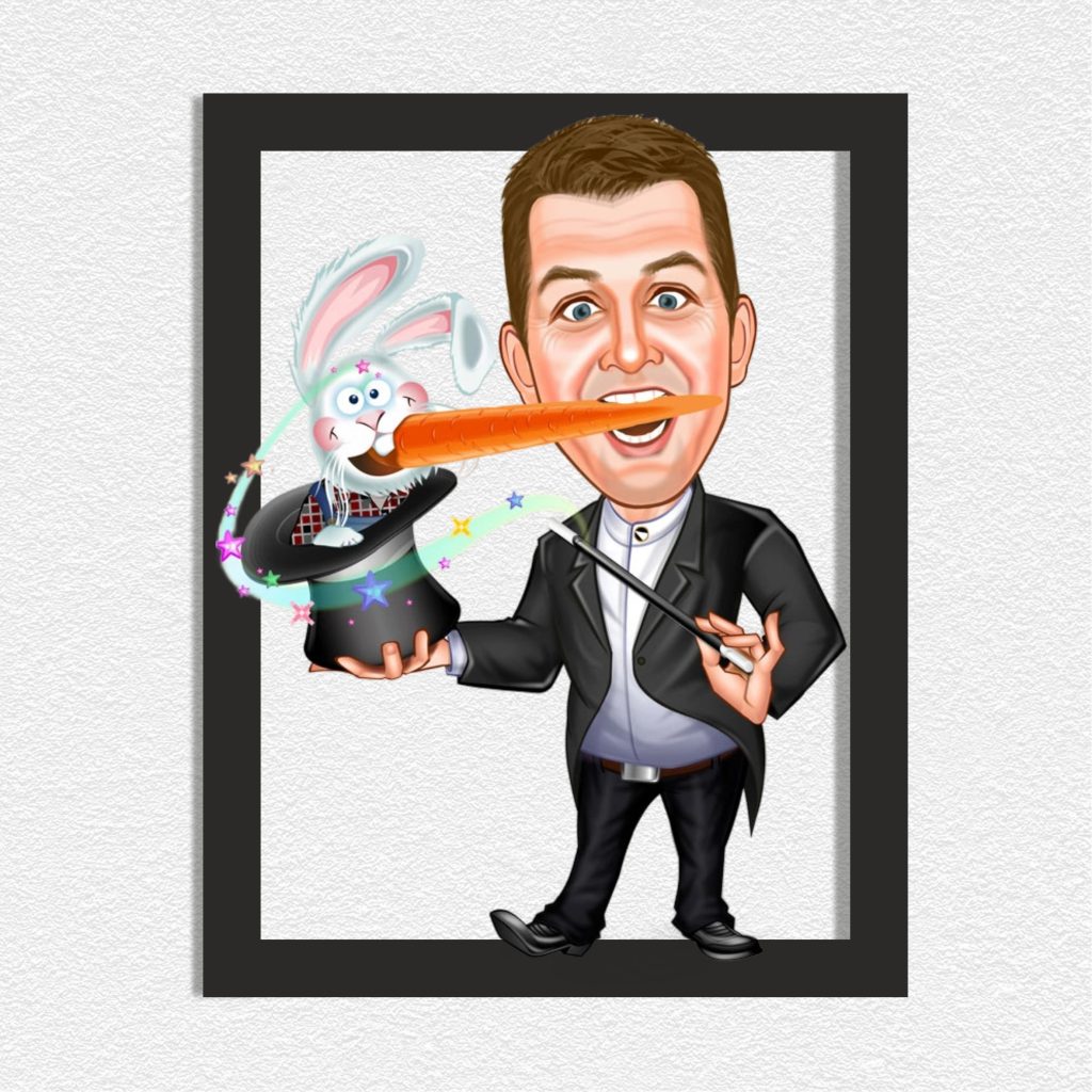 Alternative view of Sihirbaz Erkek 2 Karikatürlü Ahşap Tablo