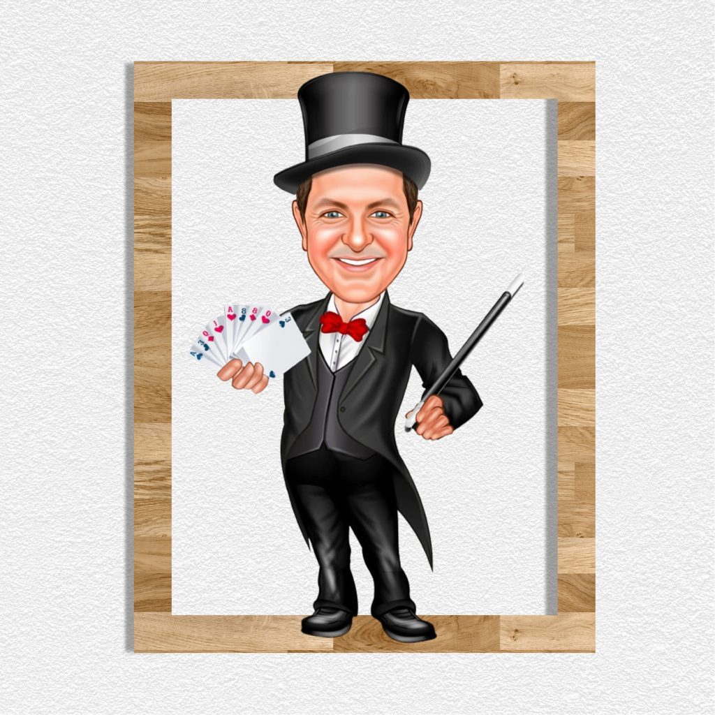 Sihirbaz Erkek 3 Karikatürlü Ahşap Tablo