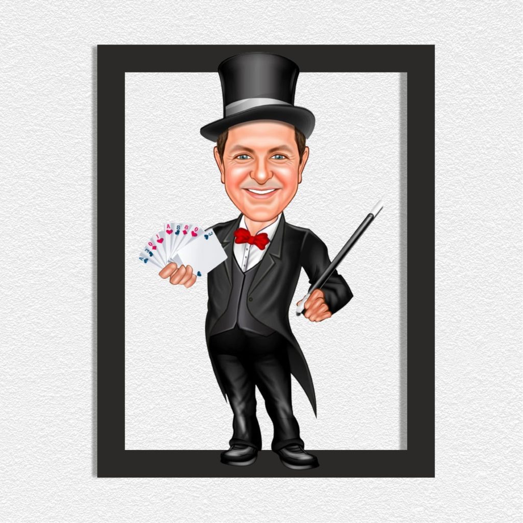 Alternative view of Sihirbaz Erkek 3 Karikatürlü Ahşap Tablo