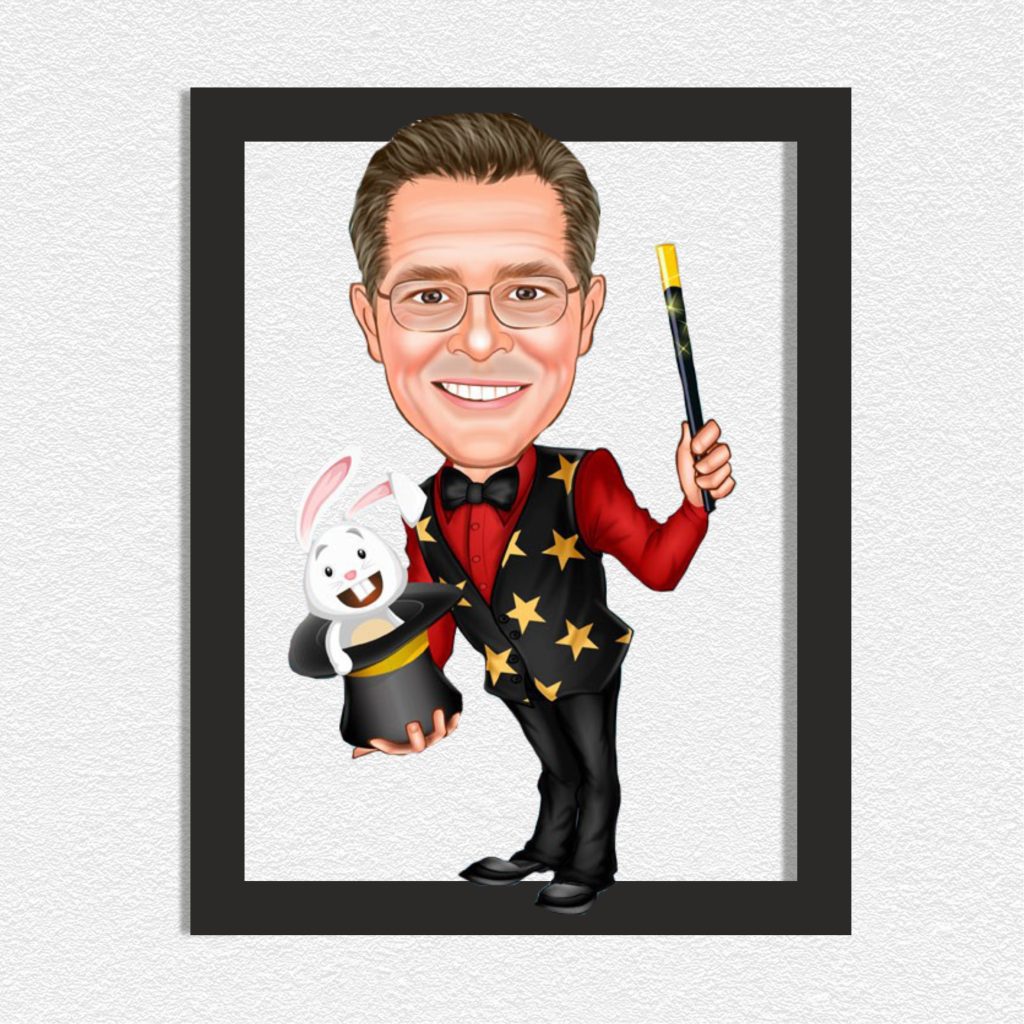 Alternative view of Sihirbaz Erkek 1 Karikatürlü Ahşap Tablo