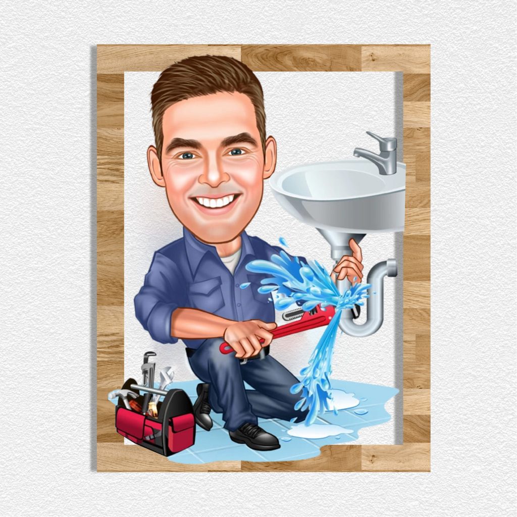 Sucu Erkek 1 Karikatürlü Ahşap Tablo