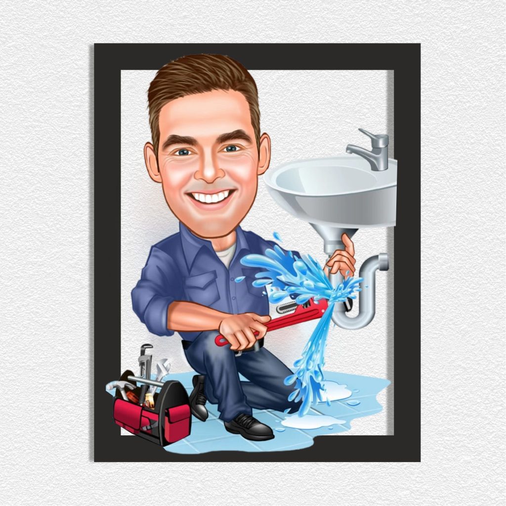 Alternative view of Sucu Erkek 1 Karikatürlü Ahşap Tablo