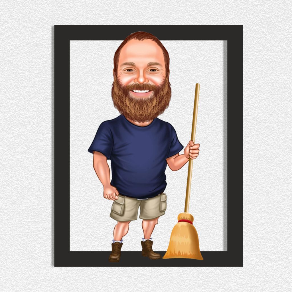 Alternative view of Temizlikçi Erkek Karikatürlü Ahşap Tablo