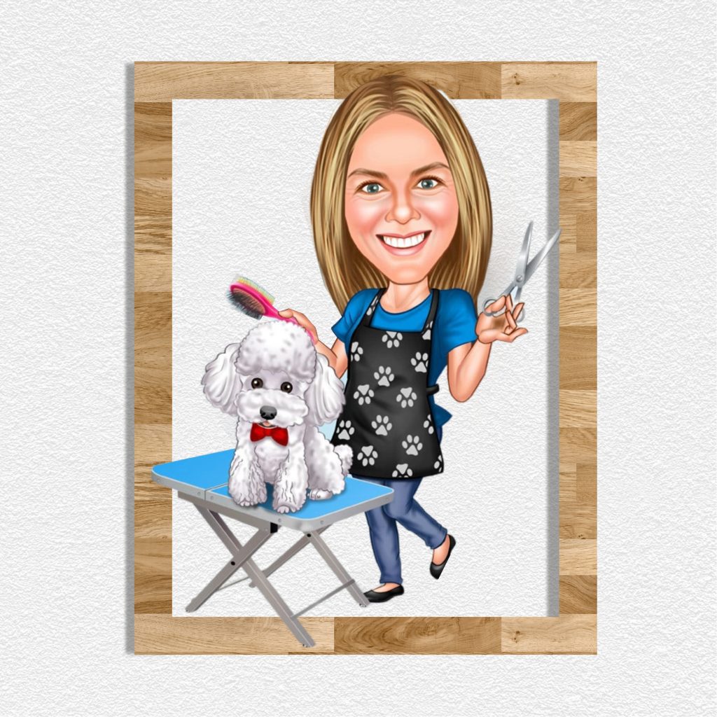 Veteriner Kız Karikatürlü Ahşap Tablo