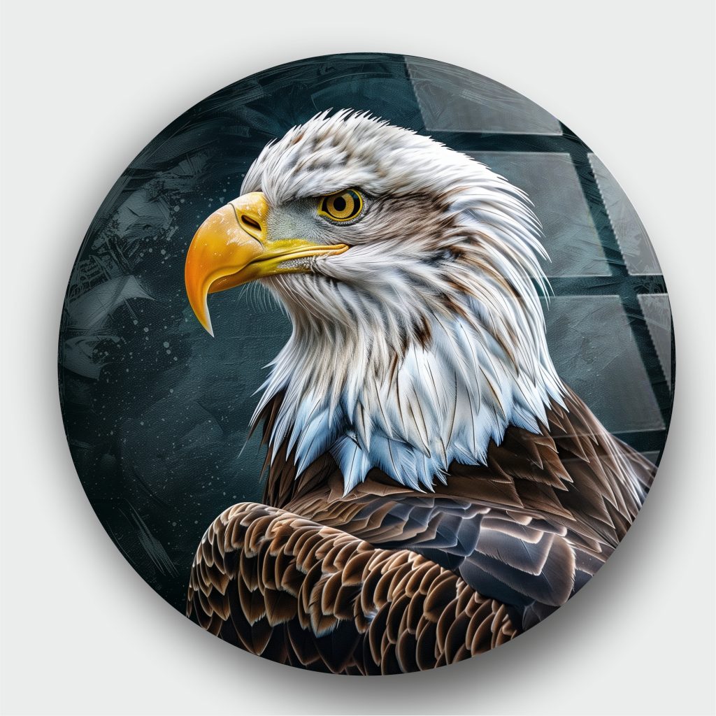 Kartal Portre Yuvarlak Cam Tablo 7