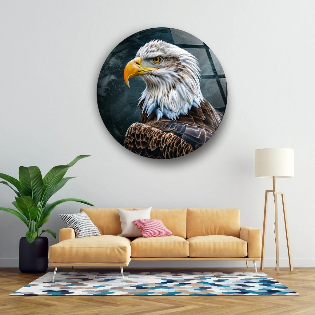 Alternative view of Kartal Portre Yuvarlak Cam Tablo 7